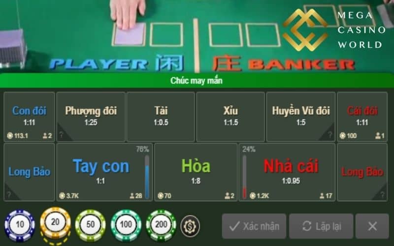 Các cửa đặt cược trong bài baccarat online