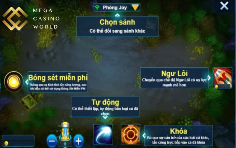 Các phím bấm và tính năng trong game đánh cá vui vẻ